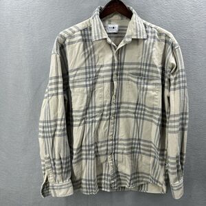 NN07 No Nationality Shirt Mens Medium Deon Western Flannel Plaid Preppy Beige